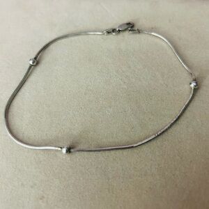925 Sterling Silver Snake Chain Anklet 10” Italy Ball Bead Dainty Minimalist